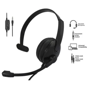 Гарнітура ПК моно On-ear 2E CH12 mini-jack, omni-mic, 1.2м, чорний, 2E-CH12MJ UA