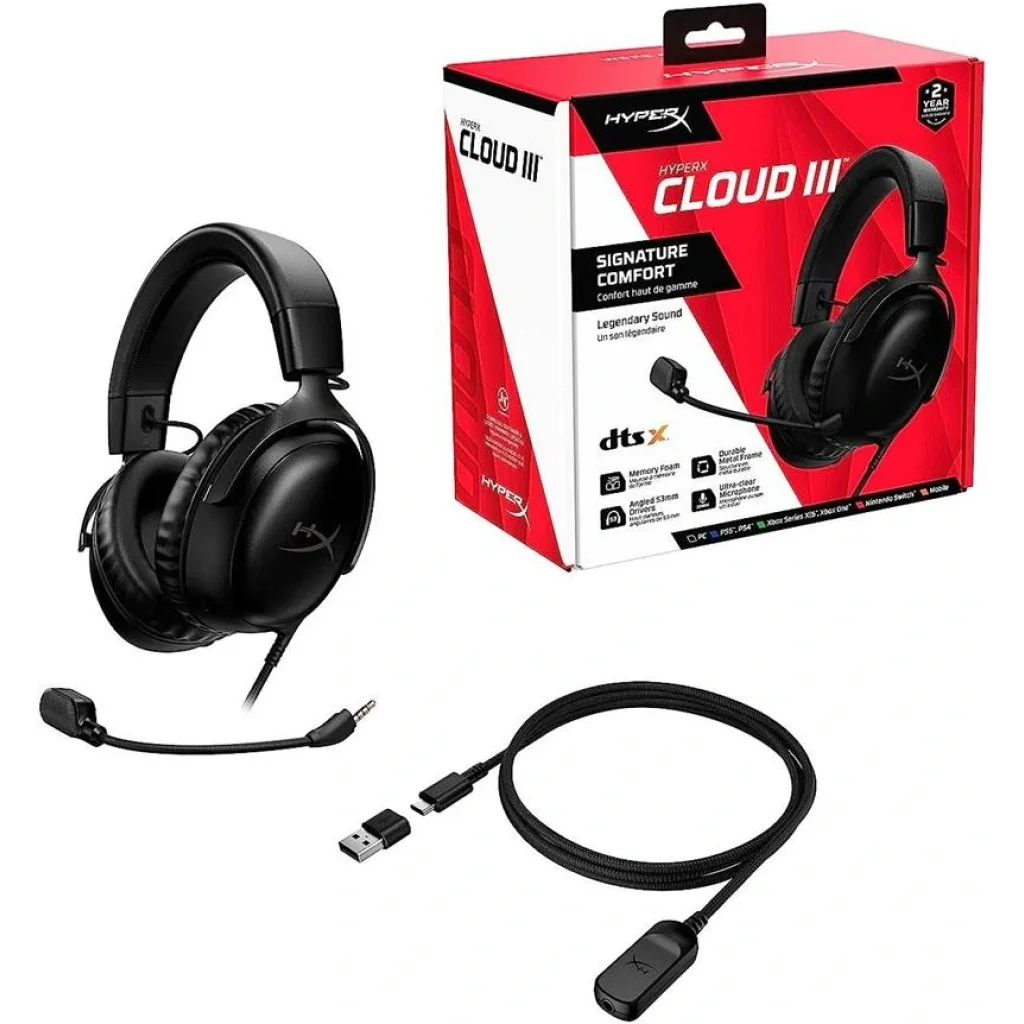 Гарнiтура HyperX Cloud III 3.5mm/USB-A/USB-C Black, 727A8AA UA