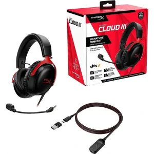 Гарнiтура HyperX Cloud III 3.5mm/USB-A/USB-C Black/Red, 727A9AA UA