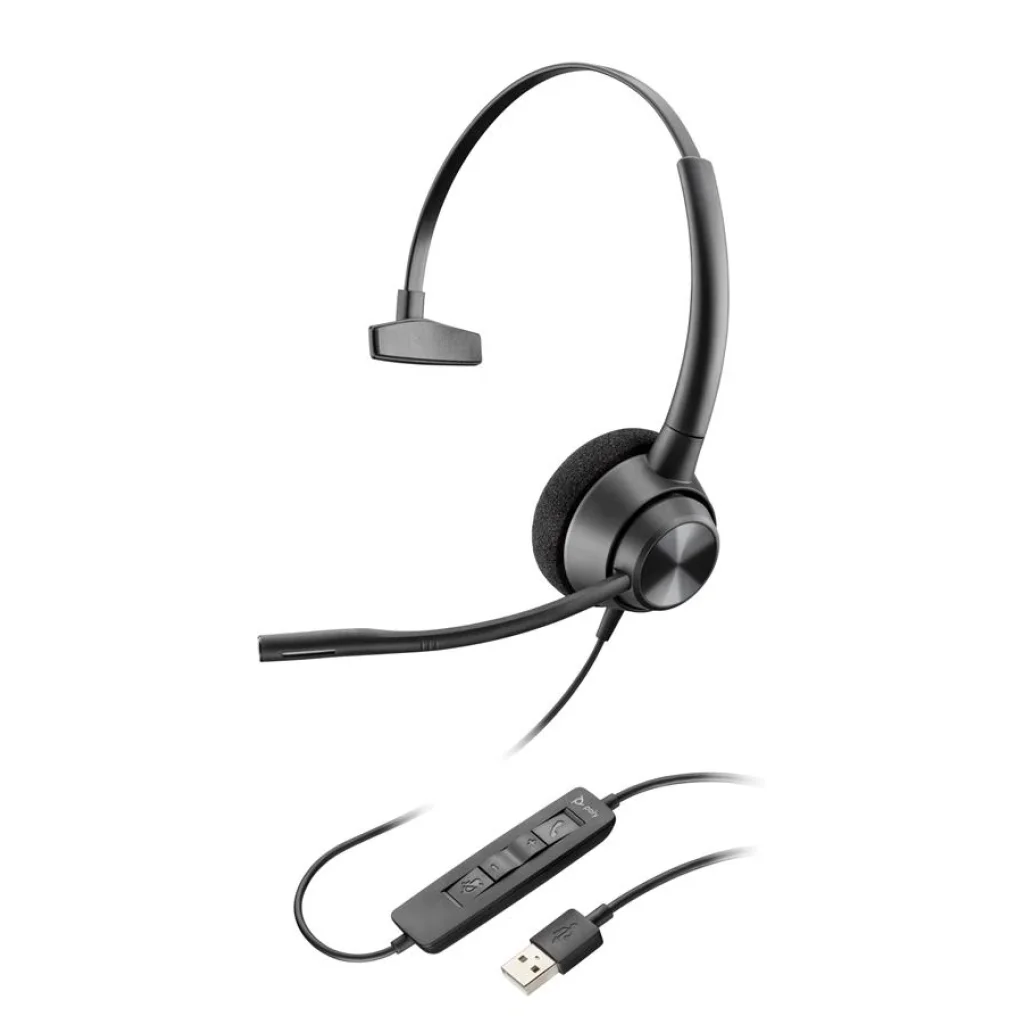 Гарнітура комп'ютерна моно On-ear Poly EncorePro 310, USB-A, всеспрямований, чорний, 767G1AA UA