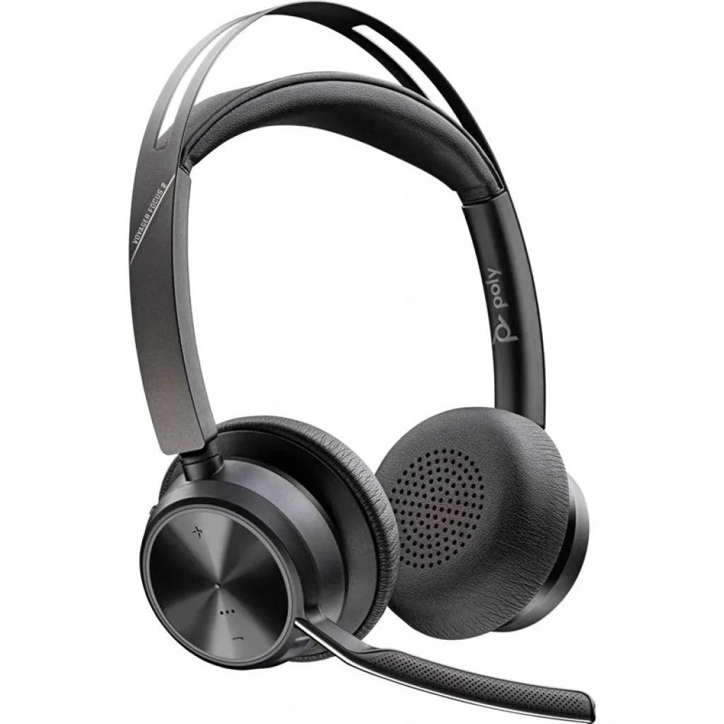 Гарнітура комп'ютерна стерео On-ear Poly Voyager Focus 2, USB-A, Bluetooth, всеспрямований, ANC, Acoustic fence, чорний, 76U46AA UA