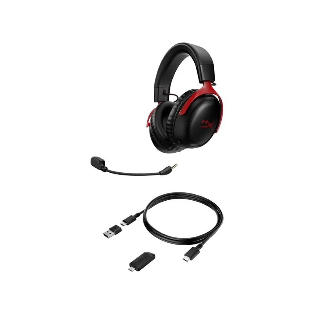 Гарнiтура HyperX Cloud III WL USB-A/USB-C Black/Red, 77Z46AA UA