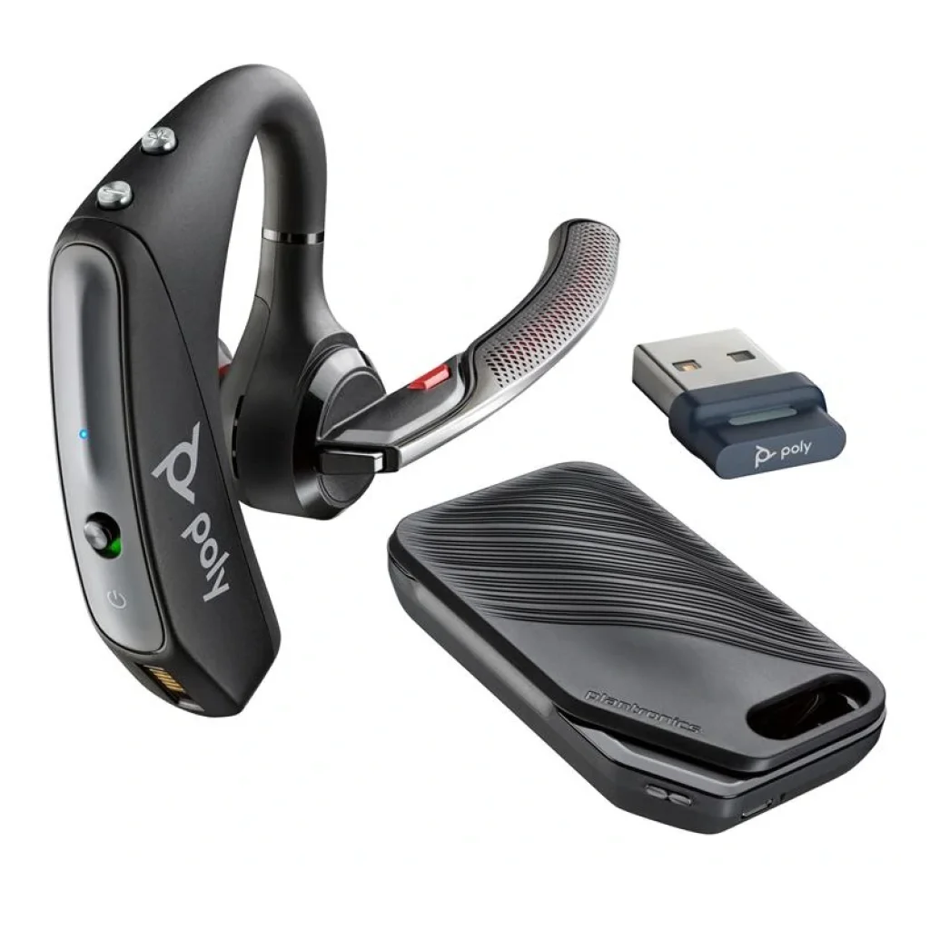 Гарнітура комп'ютерна моно In-ear Poly Voyager 5200 з адаптером BT700, USB-A, Bluetooth, всеспрямований, Acoustic fence, чорний, 7K2F3AA UA
