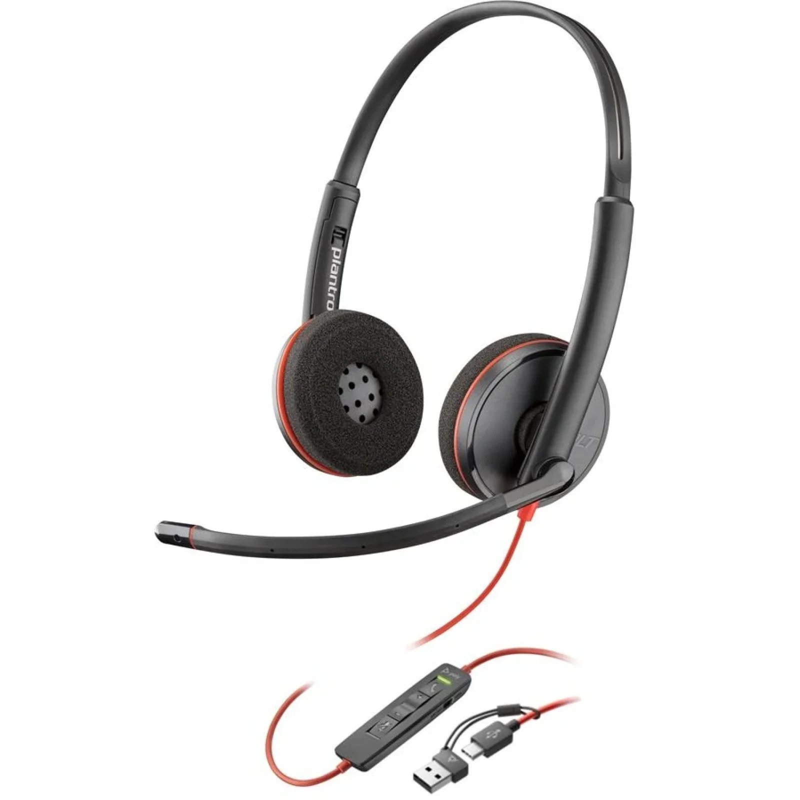 Гарнітура комп'ютерна стерео On-ear Poly Blackwire 3220, USB-A, USB-C, всеспрямований, Black, 8X228AA UA