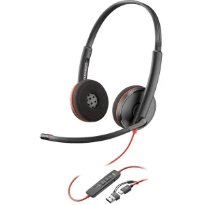 Гарнітура комп'ютерна стерео On-ear Poly Blackwire 3220, USB-A, USB-C, всеспрямований, чорний, 8X228AA UA