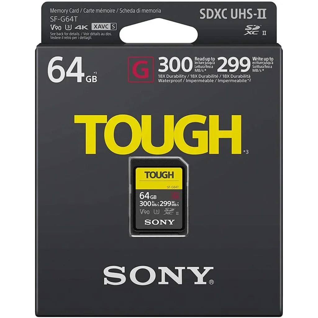 Карта пам'яті Sony SDXC 64GB C10 UHS-II U3 V90 R300/W299MB/s Tough, SF64TG UA