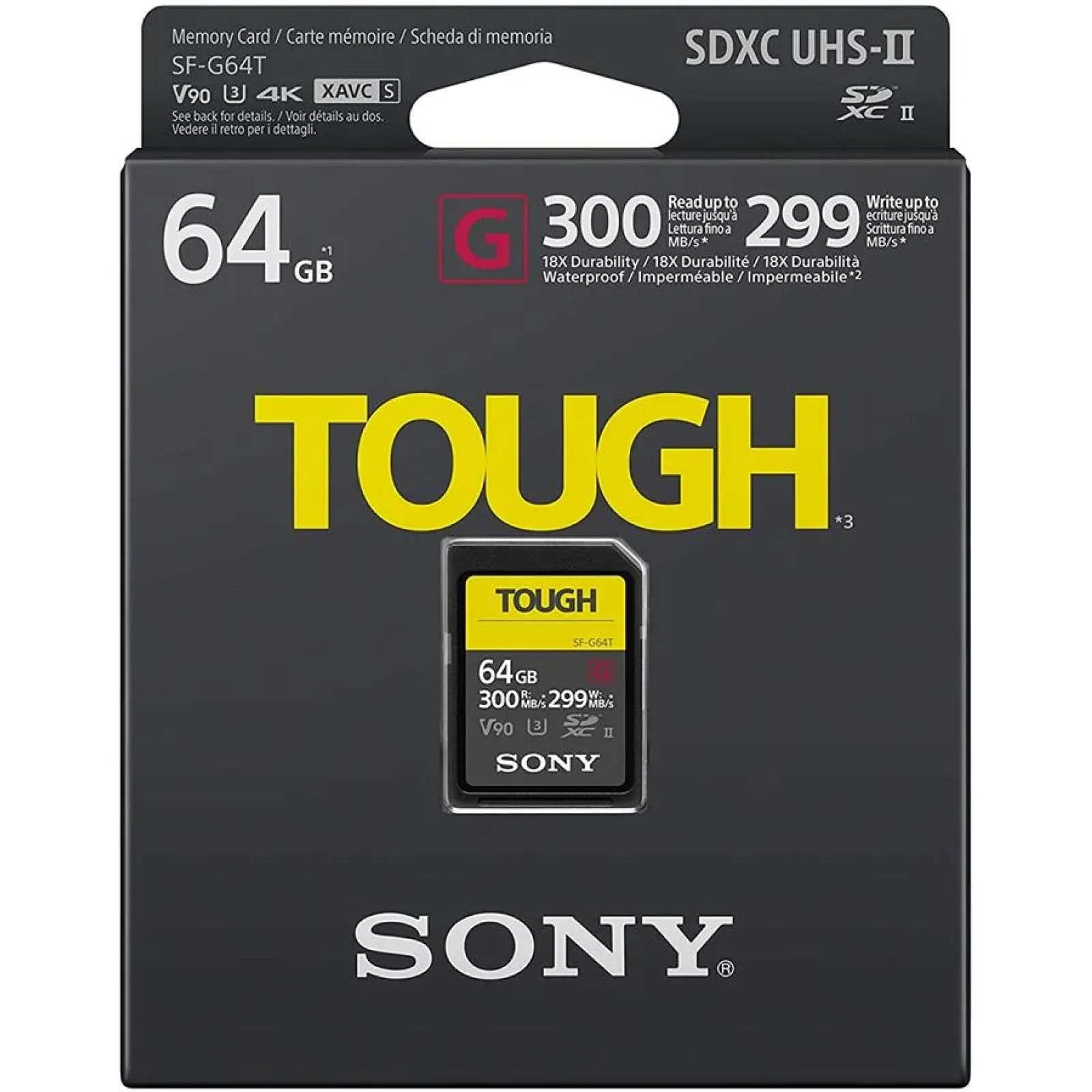 Карта пам'яті Sony SDXC 64GB C10 UHS-II U3 V90 R300/W299MB/s Tough, SF64TG UA