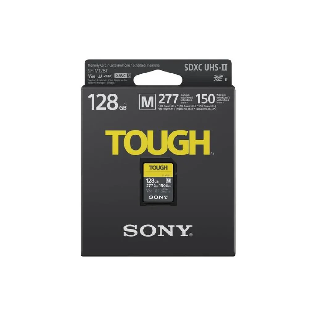 Карта пам'яті Sony SDXC 128GB C10 UHS-II U3 V60 R277/W150MB/s Tough, SFM128T.SYM UA