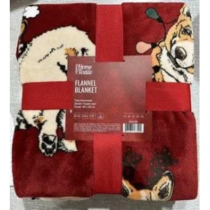 Плед Ardesto Flannel 160х200см, 100% поліестер, різдвяні коргі, ART0119PB UA