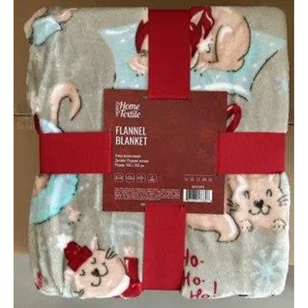Плед Ardesto Flannel 160х200см, 100% поліестер, різдвяні котики, ART0120PB UA