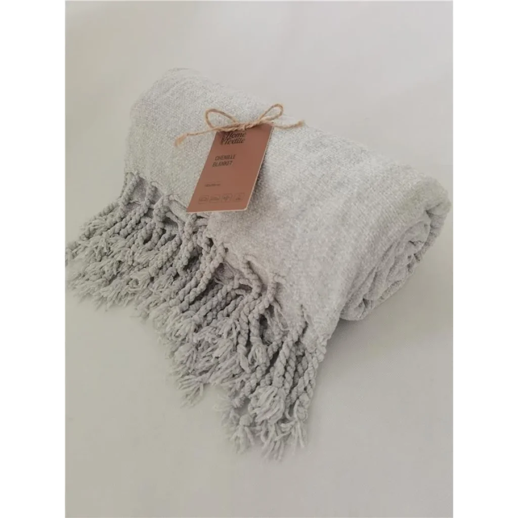 Плед Ardesto Chenille 140х190см, 100% поліестер, сірий світлий, ART0201CH UA
