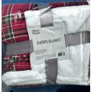 Плед Ardesto Sherpa 160х200см, 100% поліестер, клітинка, червоний, ART0201SH UA