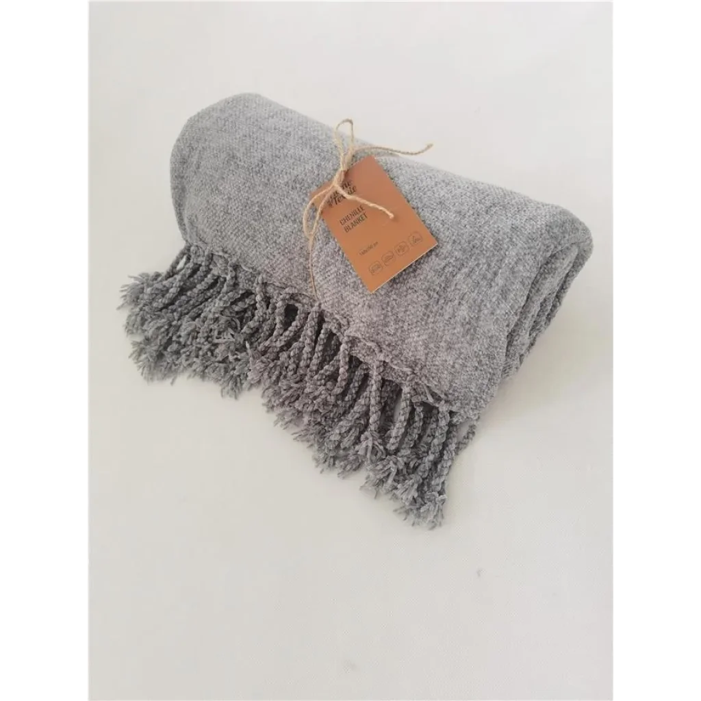 Плед Ardesto Chenille 140х190см, 100% поліестер, сірий темний, ART0203CH UA