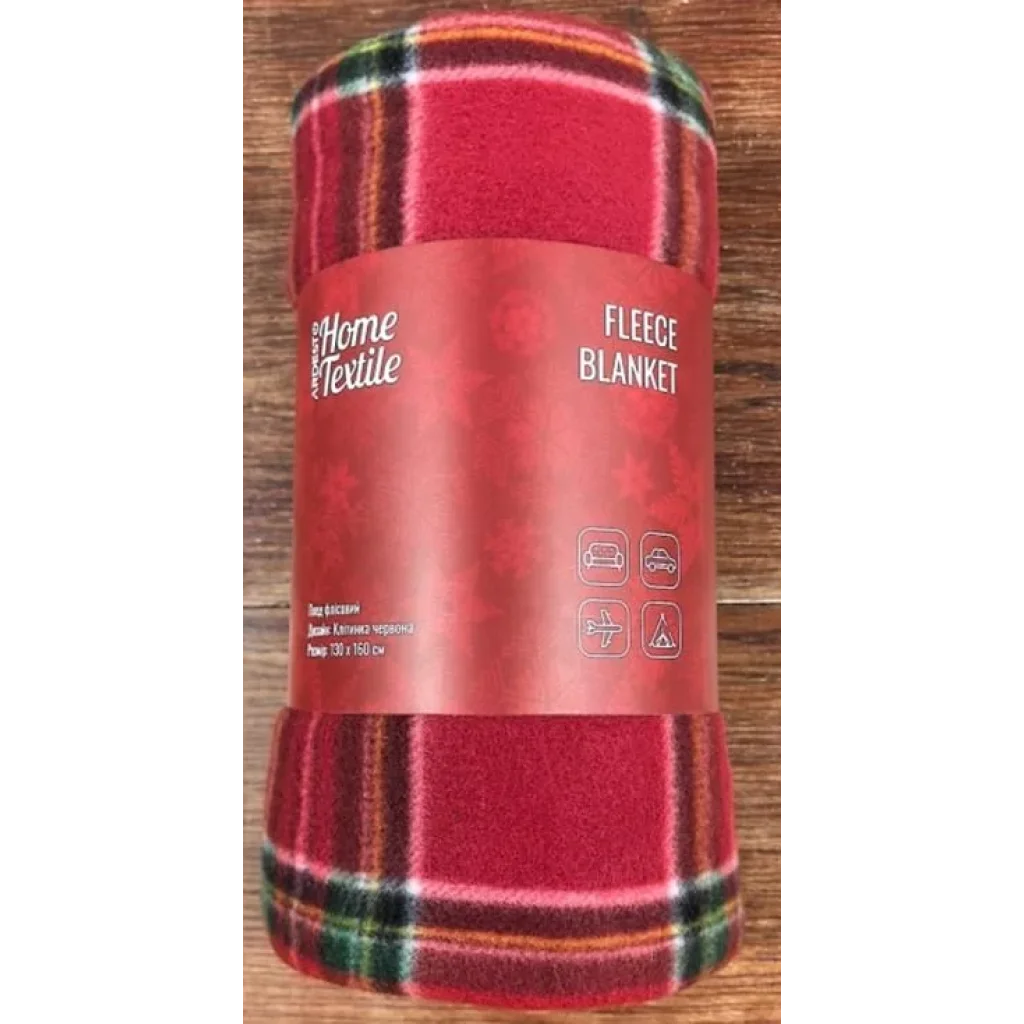 Плед Ardesto Fleece 130x160см, 100% поліестер, клітинка, червоний, ART0717PB UA