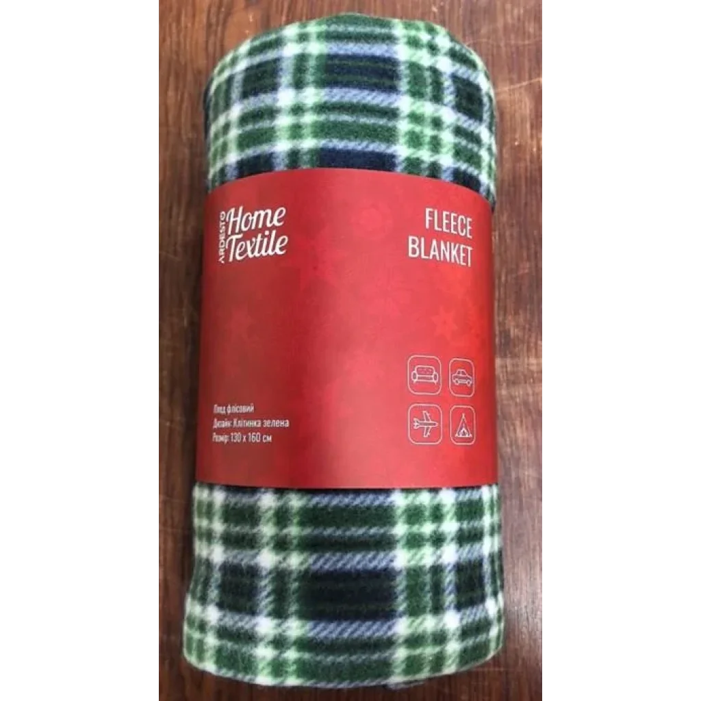 Плед Ardesto Fleece 130x160см, 100% поліестер, клітинка, зелений, ART0718PB UA