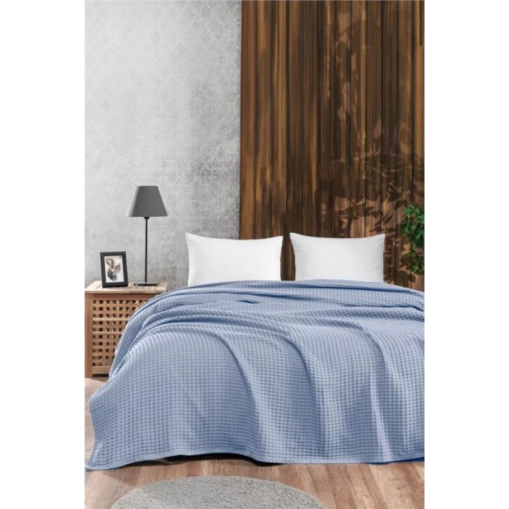 Плед Ardesto Pique 160х230см, 100% бавовна, блакитний, ART0816PB UA