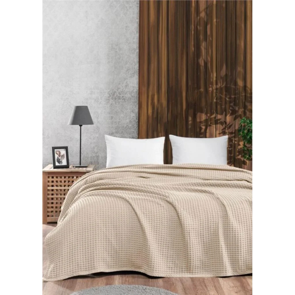 Плед Ardesto Pique 160х230см, 100% бавовна, бежевий, ART0816PE UA