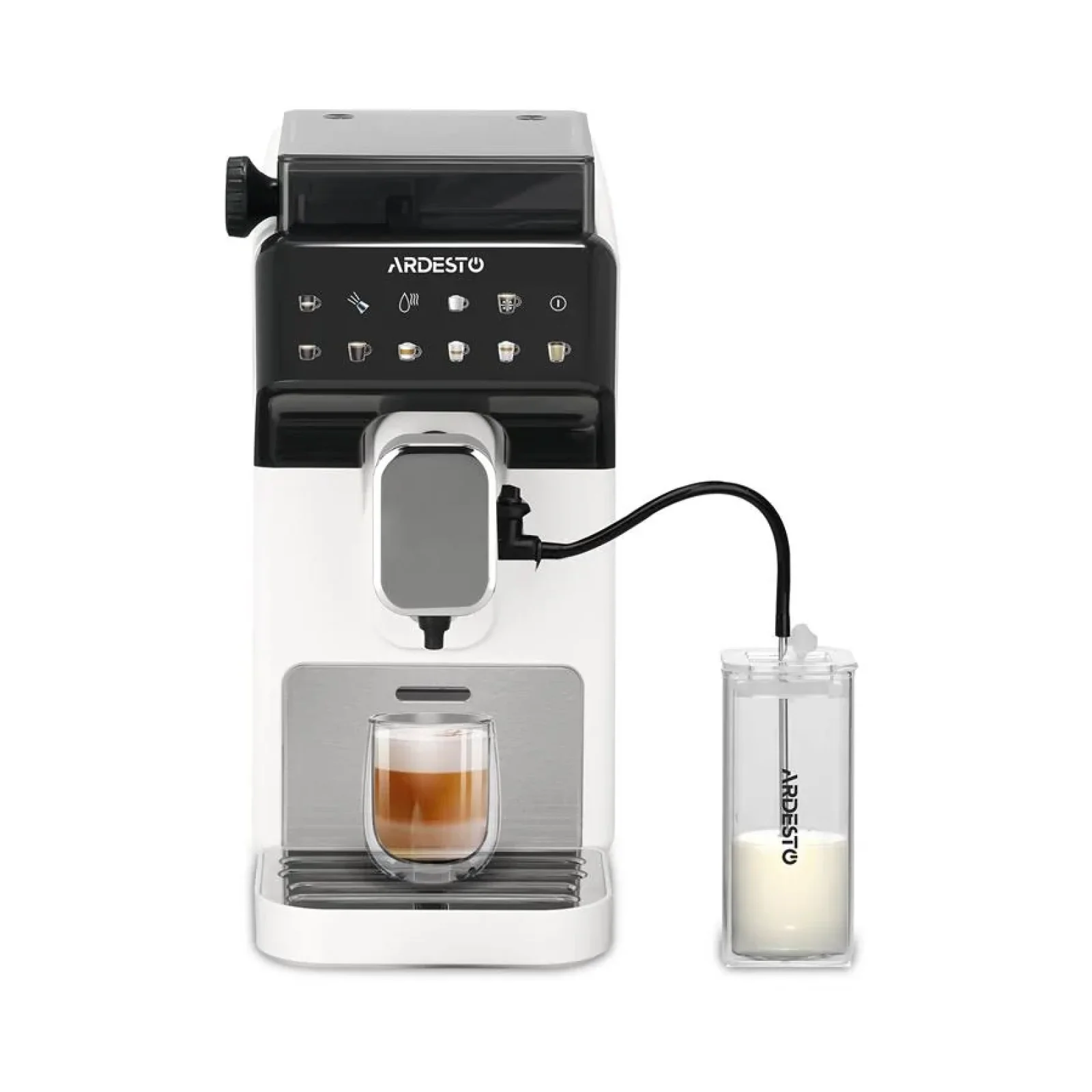 Кавомашина Ardesto, 2л, зерно, автомат.капуч, дисплей, авторецептів -9, біло-чорний, FCM-FA900W UA