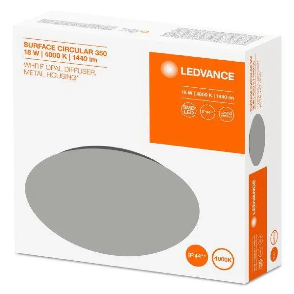 Світильник накладний LEDVANCE SF CIRCULAR LED 18Вт 1440Лм 4000K 350мм IP44 білий, 4058075617964 UA