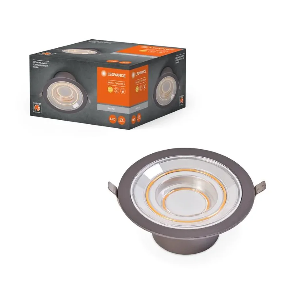Світильник даунлайт LEDVANCE Decor Filament Echo 7Вт 650Лм 2700K 166мм сірий, 4058075833951 UA