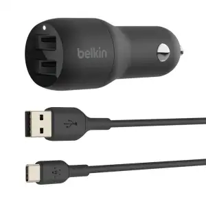 АЗП Belkin Car Charger 24W Dual USB-A, USB-A - USB-C, 1m, black, CCE001BT1MBK UA