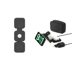 Беспроводная зарядка Belkin 3в1 Travel Pad Wireless Qi2 15Вт, чорний (WIZ024HQBK) UA