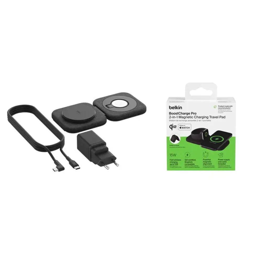 Беспроводная зарядка Belkin 2в1 15Вт Travel Pad Qi2 (WIZ026VFBK) UA