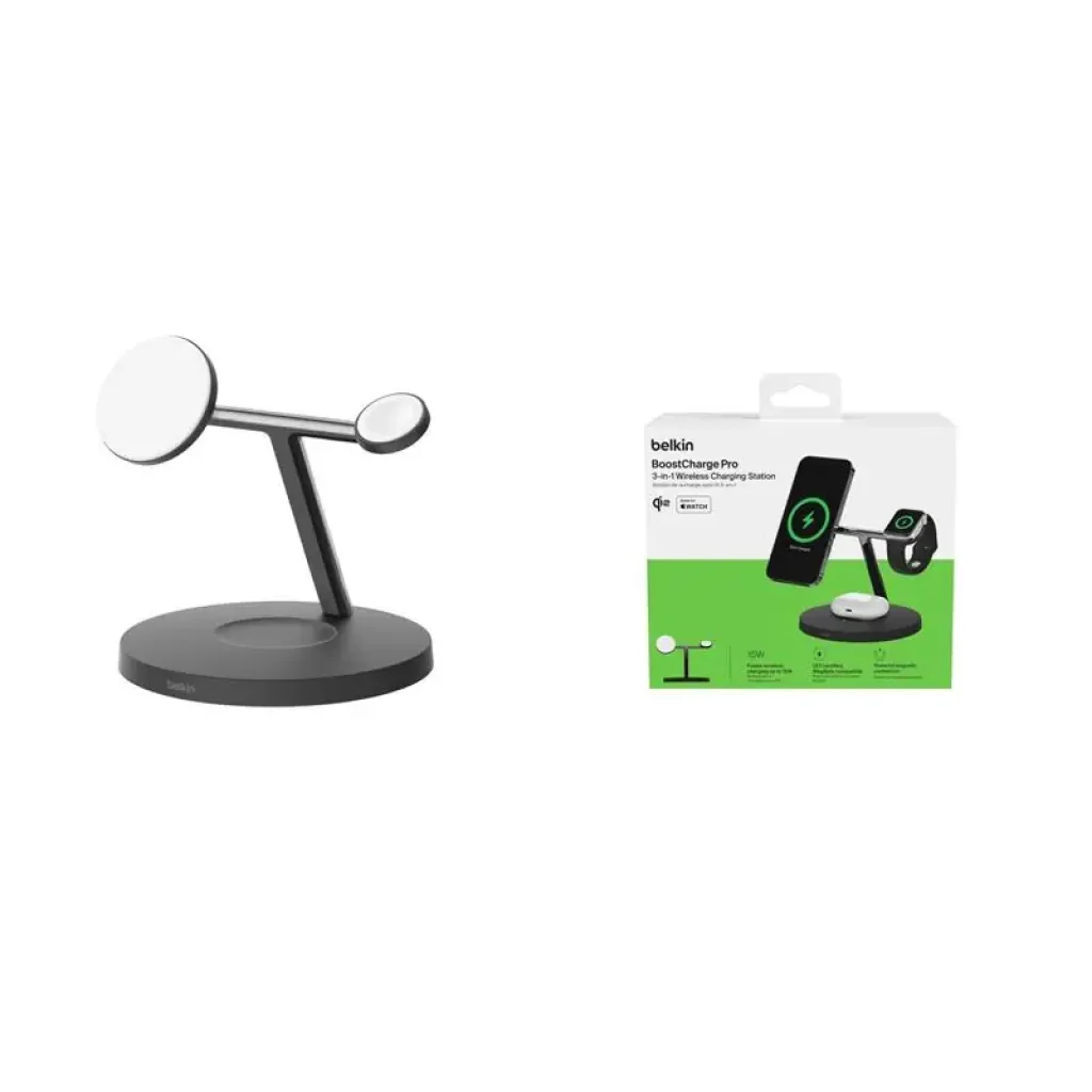 Беспроводная зарядка Belkin 3в1 Magnetic Pad Qi2 15Вт, чорний (WIZ032KQBK) UA