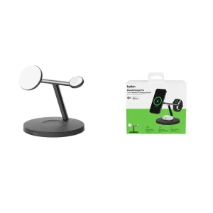 Беспроводная зарядка Belkin 3в1 Magnetic Pad Qi2 15Вт, чорний (WIZ032KQBK) UA