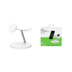 Беспроводная зарядка Belkin 3в1 Magnetic Pad Qi2 15Вт, білий (WIZ032KQWH) UA