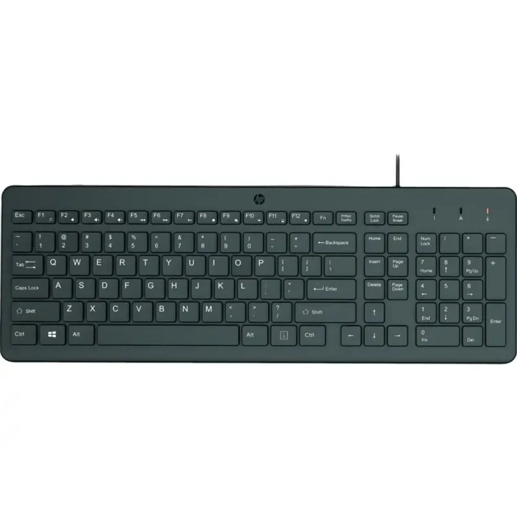 Клавіатура мембранна HP 150, 104key, USB-A, EN/RU, чорний (664R5AA) UA