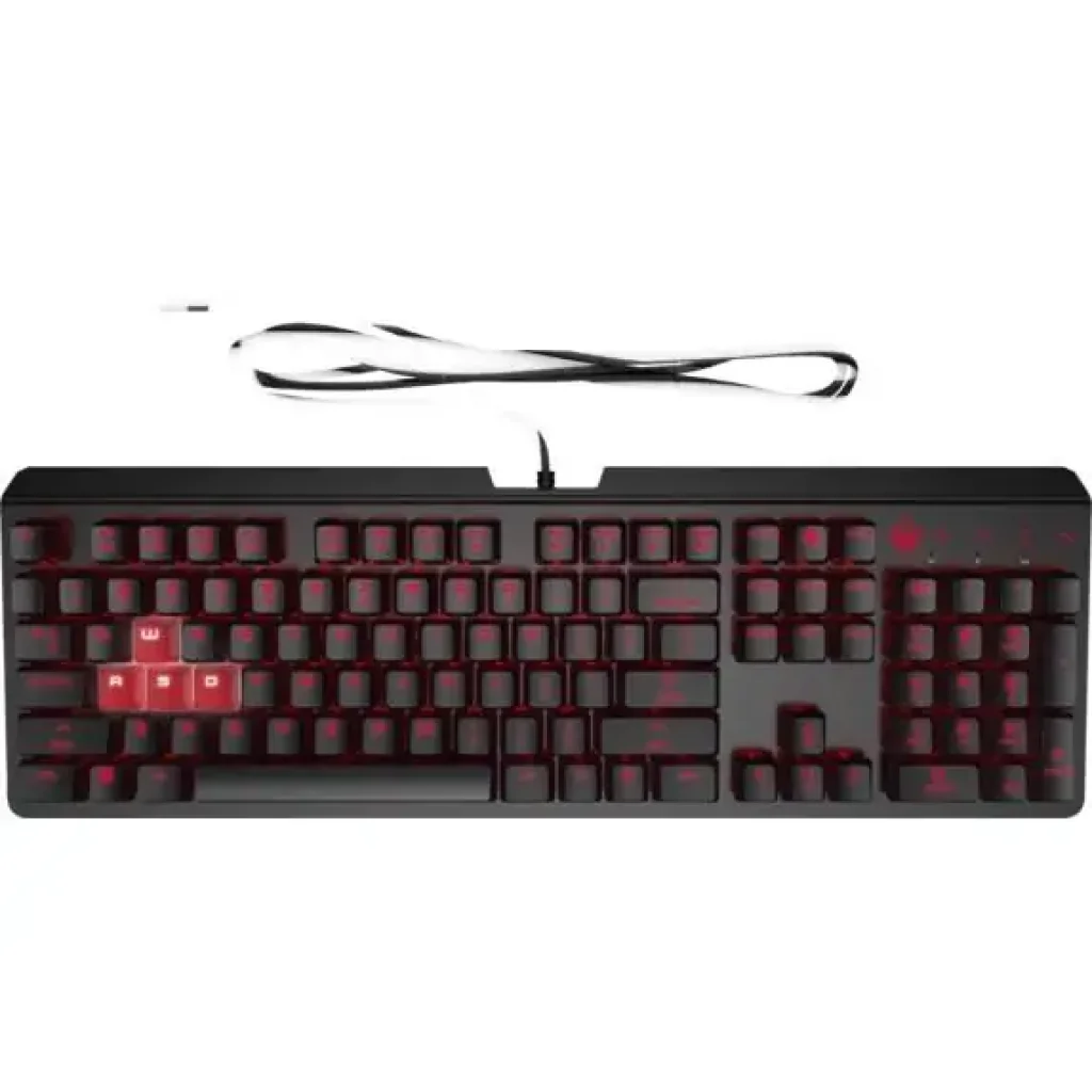 Клавіатура механічна HP OMEN Encoder, 104key, Cherry MX Red, USB-A, EN/RU, LED, чорний (6YW76AA) UA