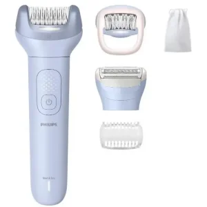 Епілятор Philips Series 8000 дисковий, аккумул., пінцет.-32, волог.+сух., насадок-4, чохол біло-голубий (BRE709/00) UA