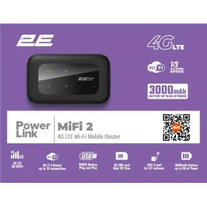 Мобільний маршрутизатор 2E PowerLink (MiFi-2 2025) N150, LTE, Wi-Fi4, 1xType-C, 1xCRC9, 3000мА•год чорний (794300866717) UA