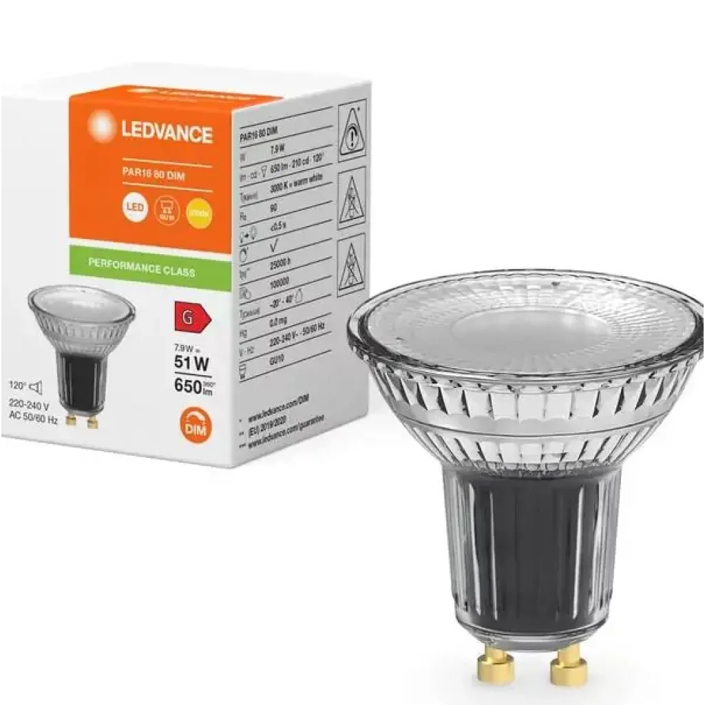 Лампа LEDVANCE GU10 8Вт 3000K 750Лм MR16 димується (4099854234941) UA