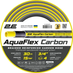 Шланг садовий 2Е AquaFlex Carbon 3/4" 30м 4 шари 20бар -10…+60°C (2E-GHE34GE30) UA