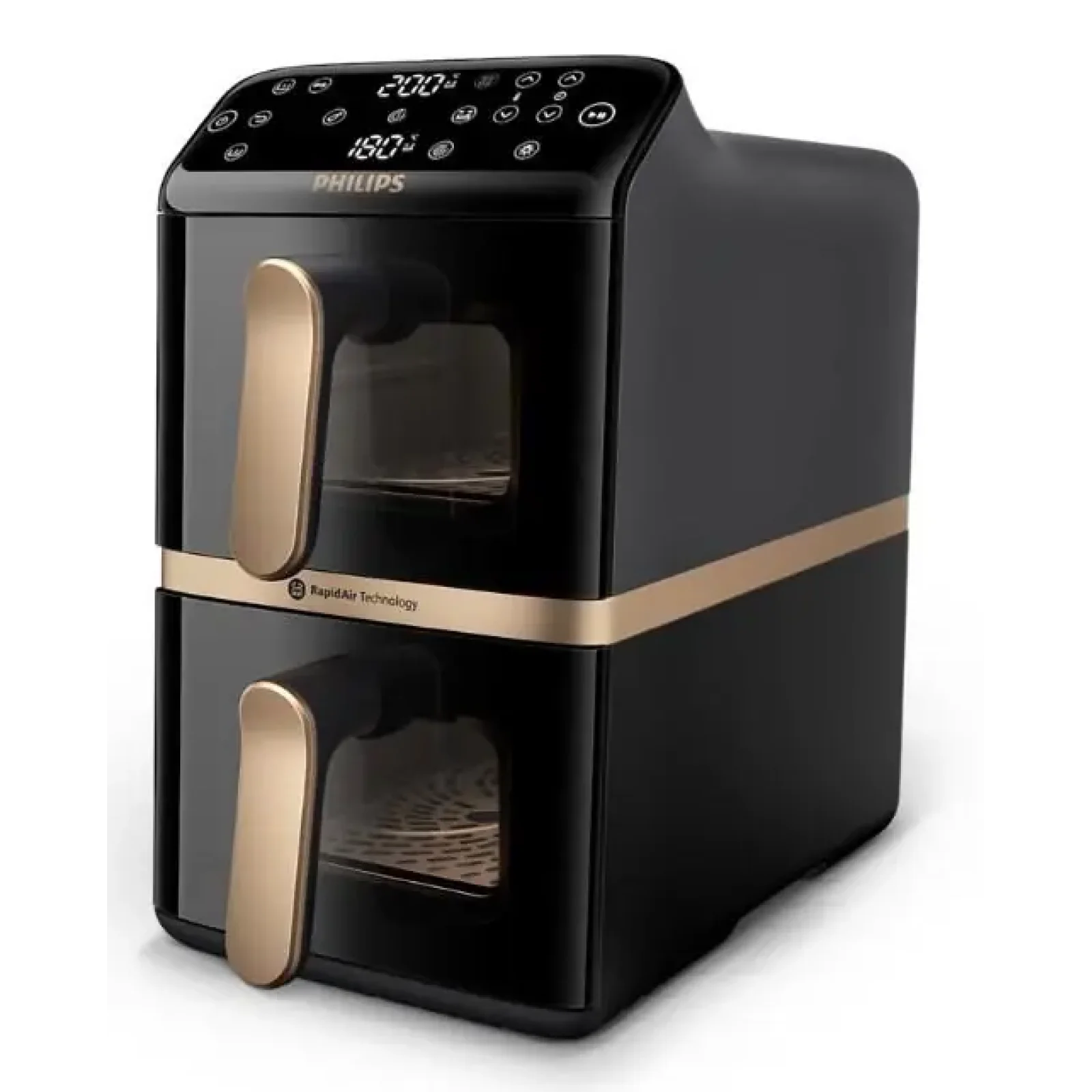 Мультипіч Philips Stacked Dual 2300Вт, чаша-5+5л, сенсорне управл., 6 авто. программ, пластик, Black (NA462/70) UA