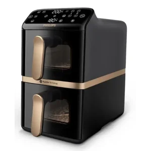 Мультипіч Philips Stacked Dual 2300Вт, чаша-5+5л, сенсорне управл., 6 авто. программ, пластик, Black (NA462/70) UA