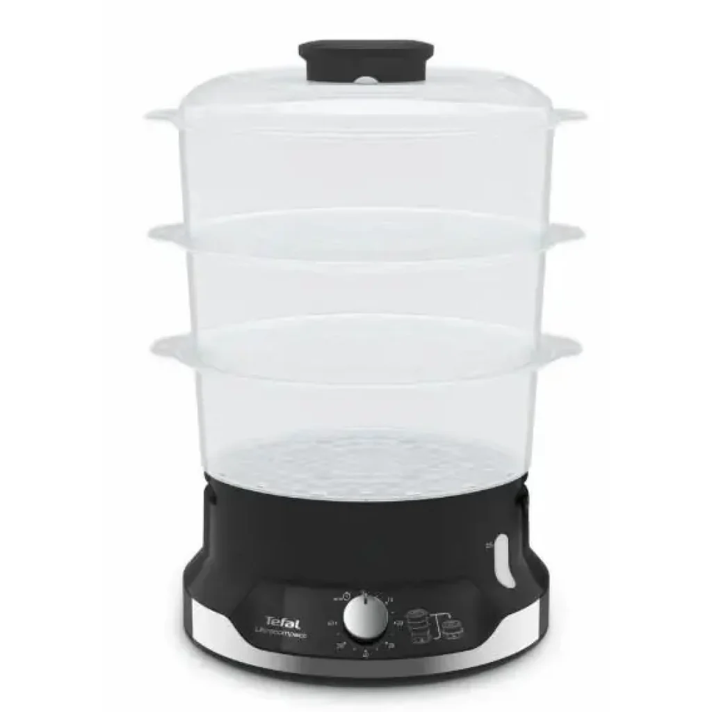 Пароварка Tefal Ultracompact, 800Вт, об'єм-9л, резервуар для води -1л, механічне керув., пластик, чорний (VC204810) UA