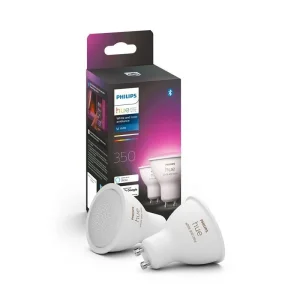 Лампа розумна Philips Hue GU10, 5.7W(50Вт), 2000K-6500K, RGB, ZigBee, Bluetooth, димування, 2шт, 929001953112 UA