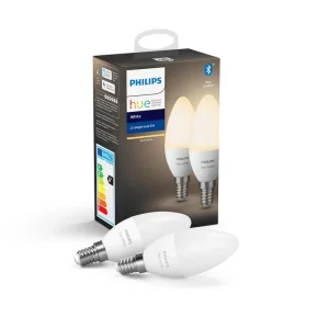 Лампа розумна Philips Hue E14, 5.5W(40Вт), 2700K, White, ZigBee, Bluetooth, димування, 2шт, 929002039904 UA