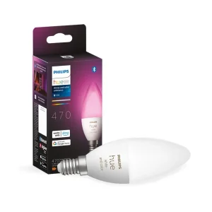 Лампа розумна Philips Hue E14, 5.3W(40Вт), 2000K-6500K, RGB, ZigBee, Bluetooth, димування, 929002294204 UA