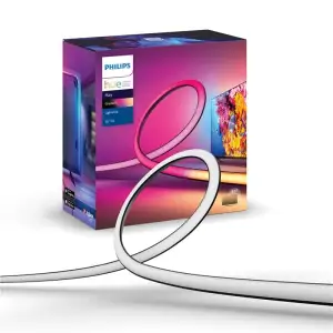 Стрічка світлодіодна розумна Philips Hue Play для ТВ 55", 0.5W(20Вт), 2000K-6500K, RGB, Gradient, ZigBee, димування, блок живлення, 216см, 929002422701 UA