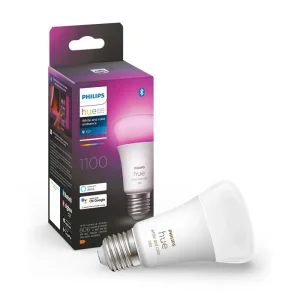 Лампа розумна Philips Hue E27, 11W(60Вт), 2000K-6500K, RGB, ZigBee, Bluetooth, димування, 929002468801 UA