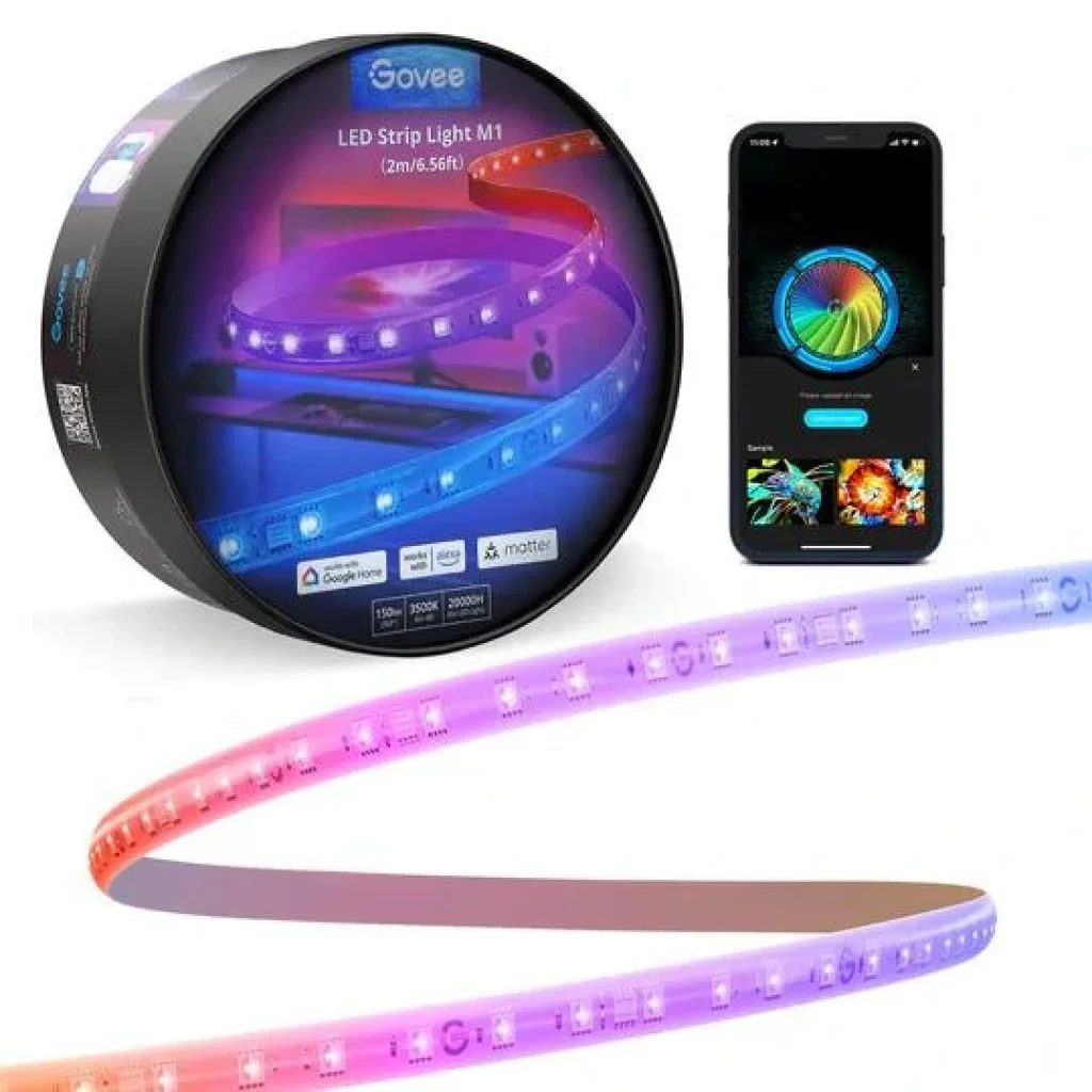 Стрічка світлодіодна розумна Govee H100E LED Strip Light M1 Matter Compatible 1m extension of H61E1, 1м, RGBIC , WI-FI/Bluetooth, білий, H100E0D1 UA