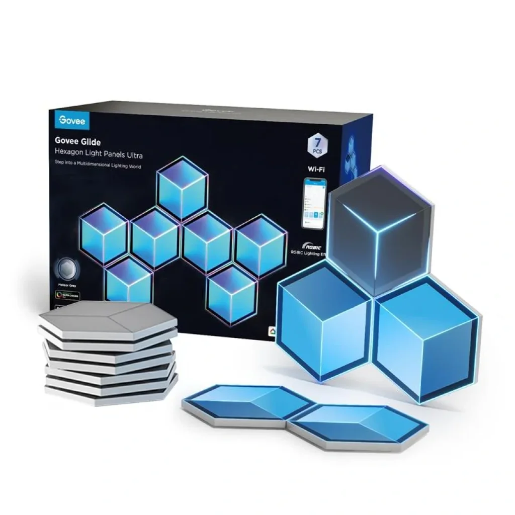 Набір настінних світильників Govee H606A Glide Hexagon Light, 7, RGBIC, WI-FI/Bluetooth, білий, H606AC81 UA