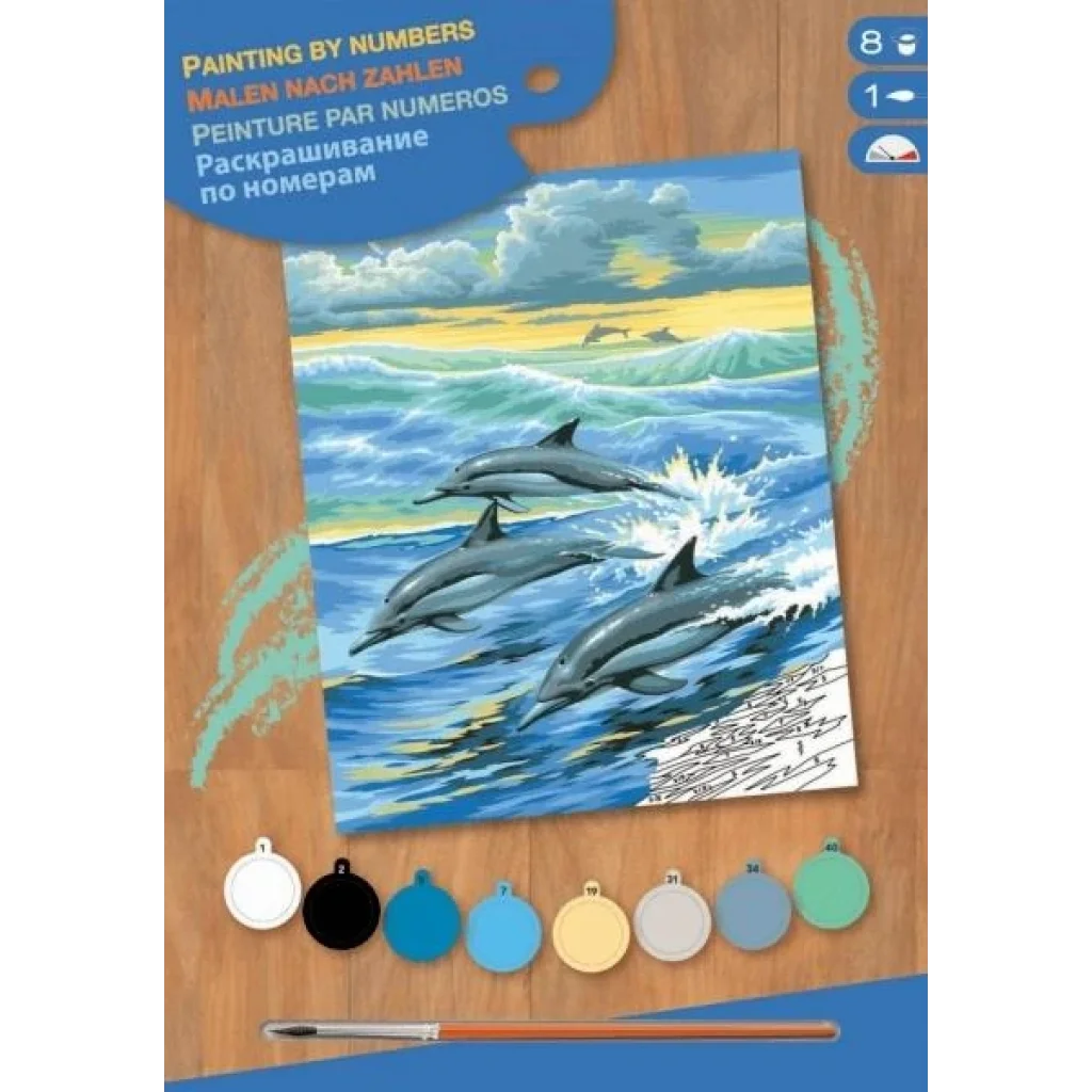 Набор для творчества Sequin Art PAINTING BY NUMBERS JUNIOR Dolphins SA0031 UA