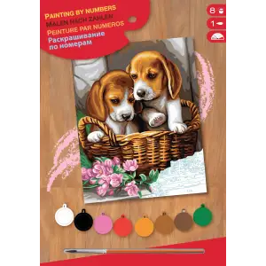 Набір для творчості Sequin Art PAINTING BY NUMBERS JUNIOR Кошик щенят SA1042 UA