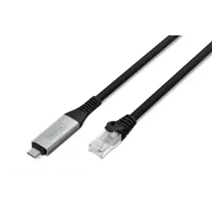 Кабель DIGITUS Ethernet USB-C - RJ45 CAT 6A S/FTP, 1 Gbit/s, 3m, LSZH (AK-300601-030-S) UA