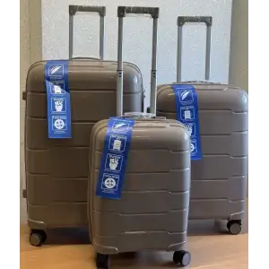 Набір валіз 2E, M6910, поліпропілен, (L+M+S), блискавка anti theft, 4 колеса, кодовий замок, шампань (2E-PP-M6910-SET3-CH) UA